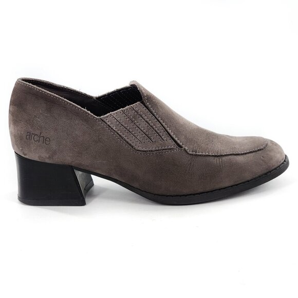 ARCHE Gray Nubuck Leather Pump Heels Gray - Picture 4 of 10